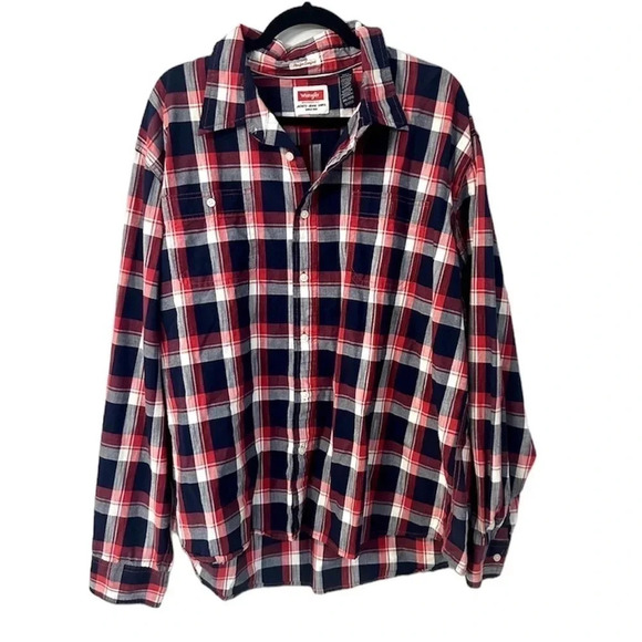 Wrangler Flex for Comfort Men's Long Sleeve Button-Up Plaid Shirt Size 3XL GUC - Picture 1 of 8